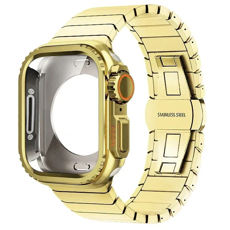 One-piece Butterfly-clasp Stainless Steel Metal Watch Strap