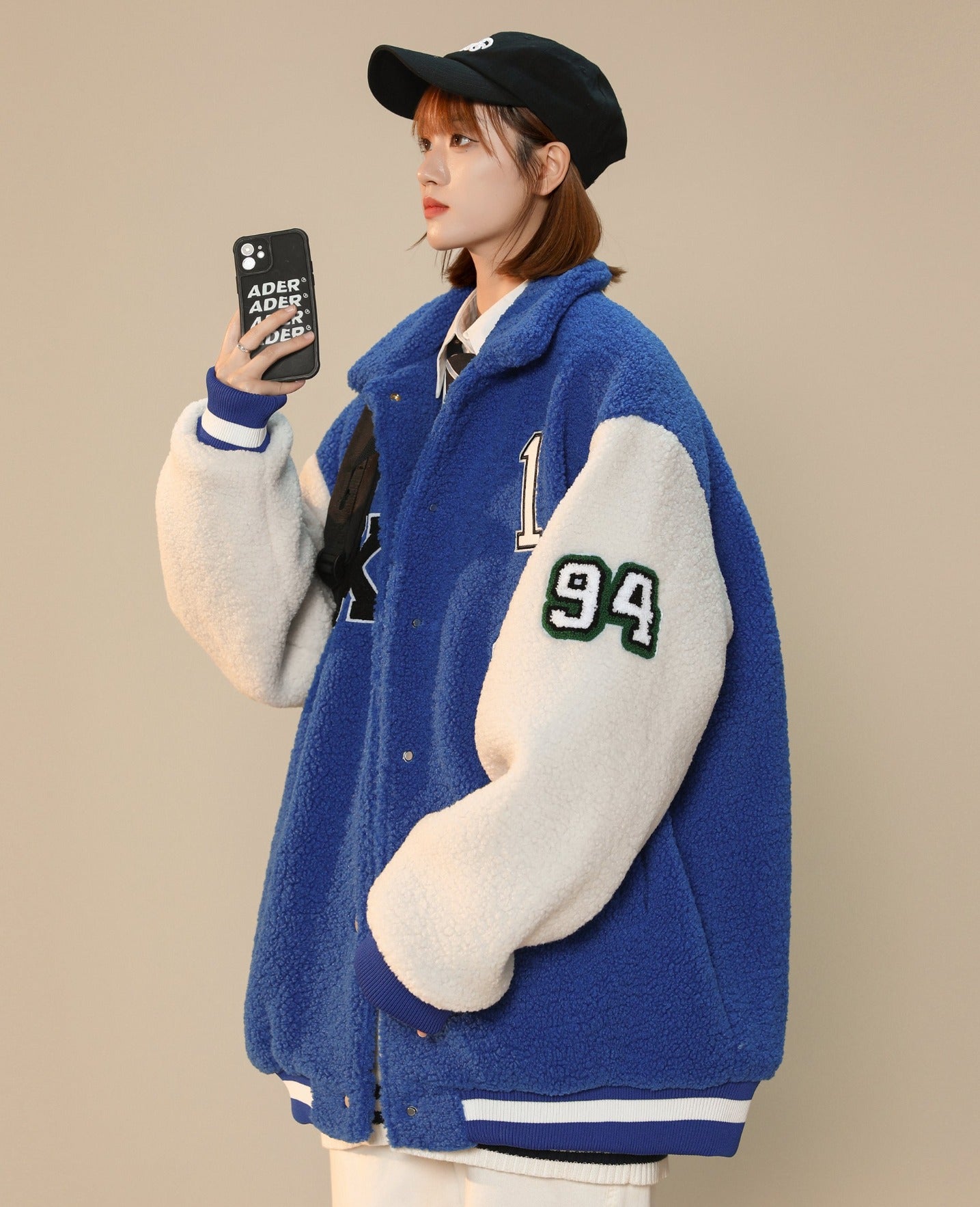 Veste universitaire pour femme en fausse fourrure Année 94