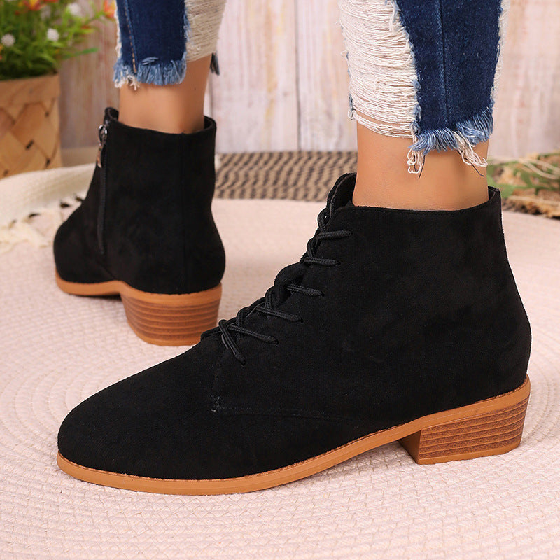 Womens Suede Short Slim-Fit Boots