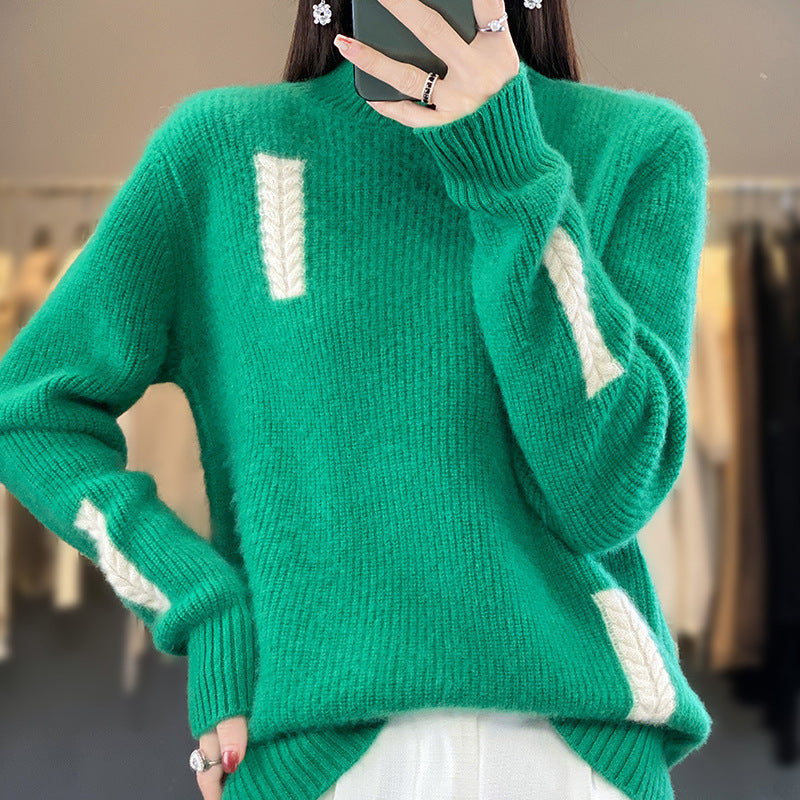 Women's Fashion High Collar Knitted Sweater