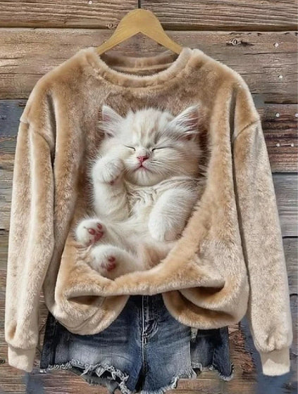 Cross-border Women's Clothing Amazon Independent Station Autumn And Winter Christmas Cute Hooded Sweatshirt Flannel Women's Long-sleeved Shirt