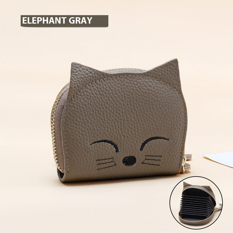 Women's Leather Card Holder with Cartoon Pendant