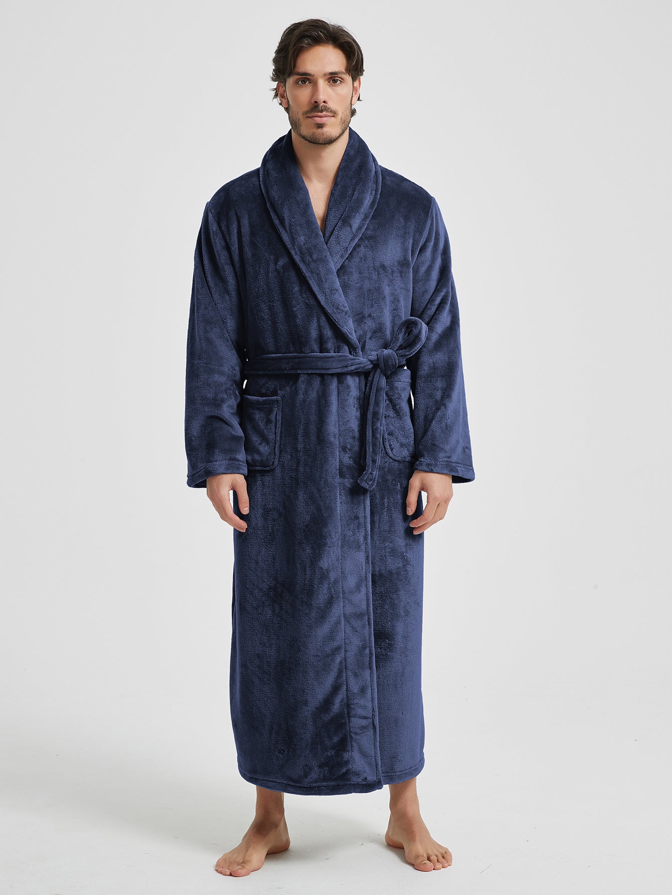 European And American-style Flannel Men's House Robe