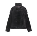 Textured Leather Biker Jacket For Women