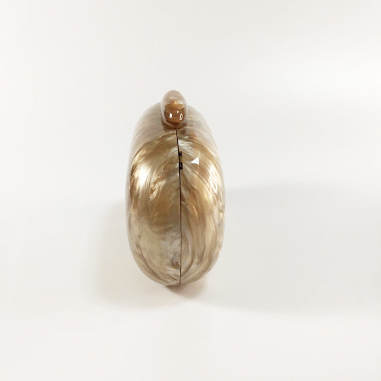 Women's Oval Acrylic Solid Color Pearly Evening Bag