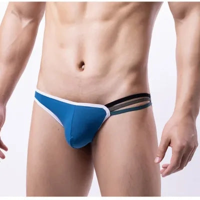 Men's T-shape Rainbow Cotton Breathable Sexy High Elastic Briefs U Bag