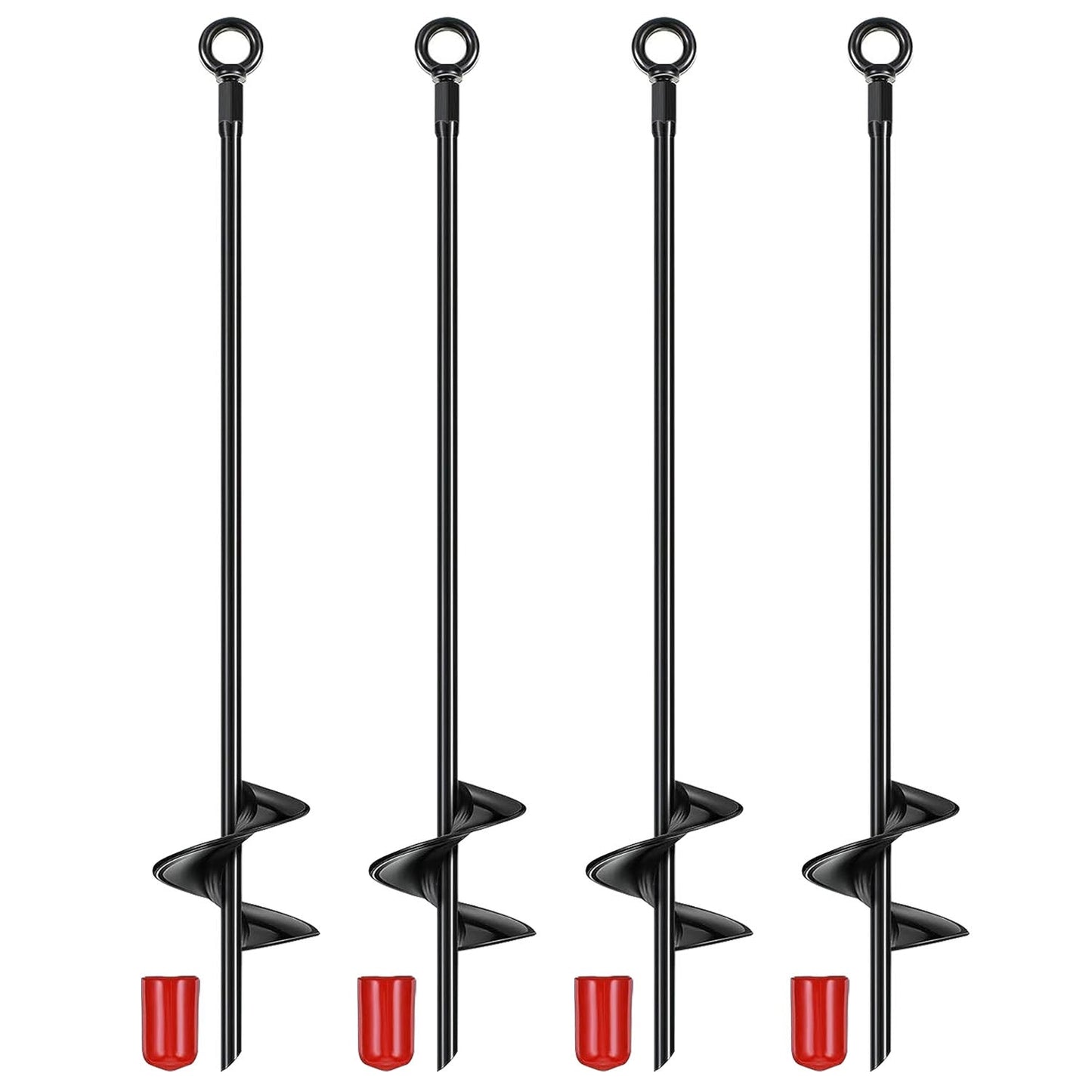 Lot de 4 pieux d'ancrage robustes à tarière, forets spirale de 7 cm de large, pour percer des trous dans la terre, planter des légumes et des fleurs, tarière de jardinage.
