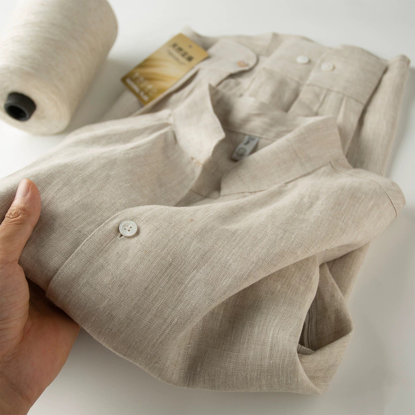 Mens Loose-fit Trendy Versatile Solid-color Casual Shirt