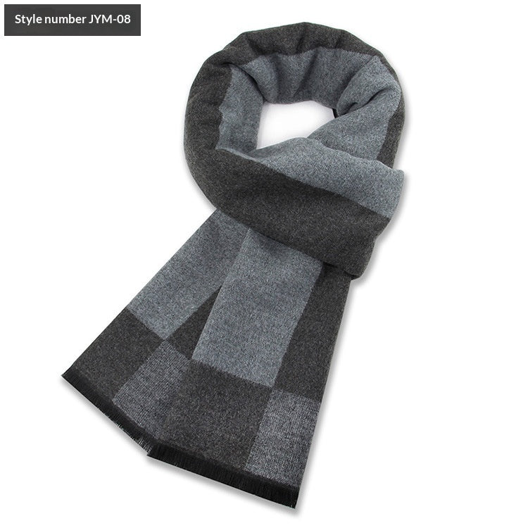 Mens Wool-Blend Plaid Scarf Winter Warmth & Extra Thickness