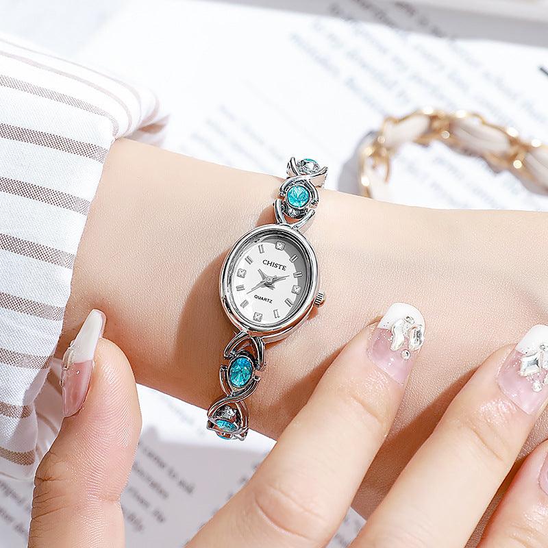 Womens Colored Diamond Niche High Appearance Value Bracelet Watch