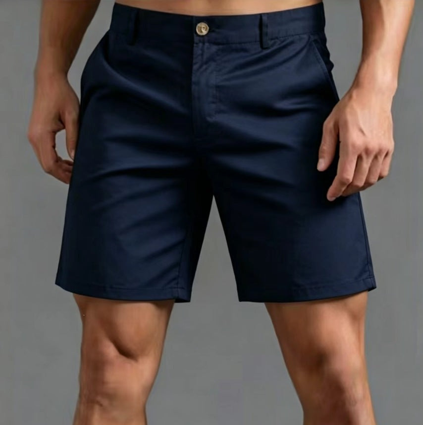 Straight-leg Slim-fit Ice-silk Capri Pants Plus-size Solid-color Mens Wear