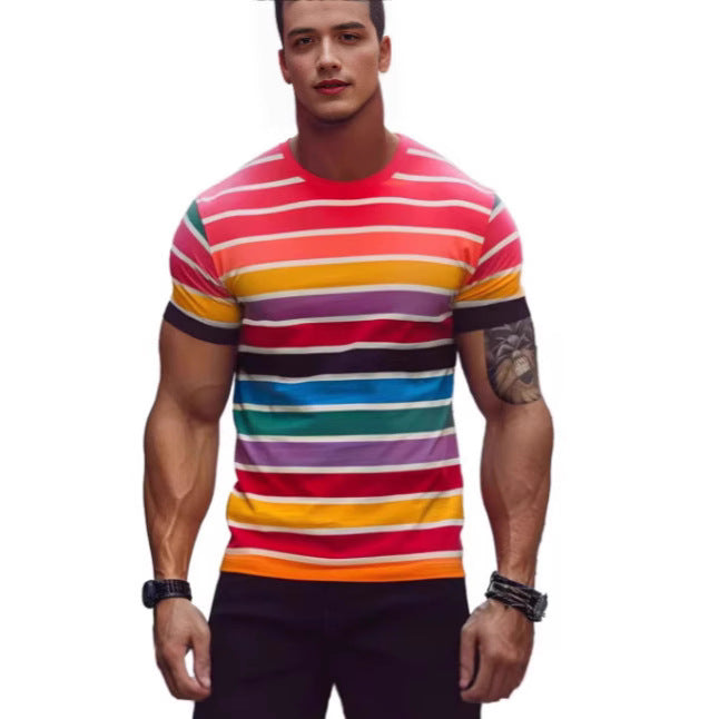 Men's Fashion Striped Casual Short-Sleeve