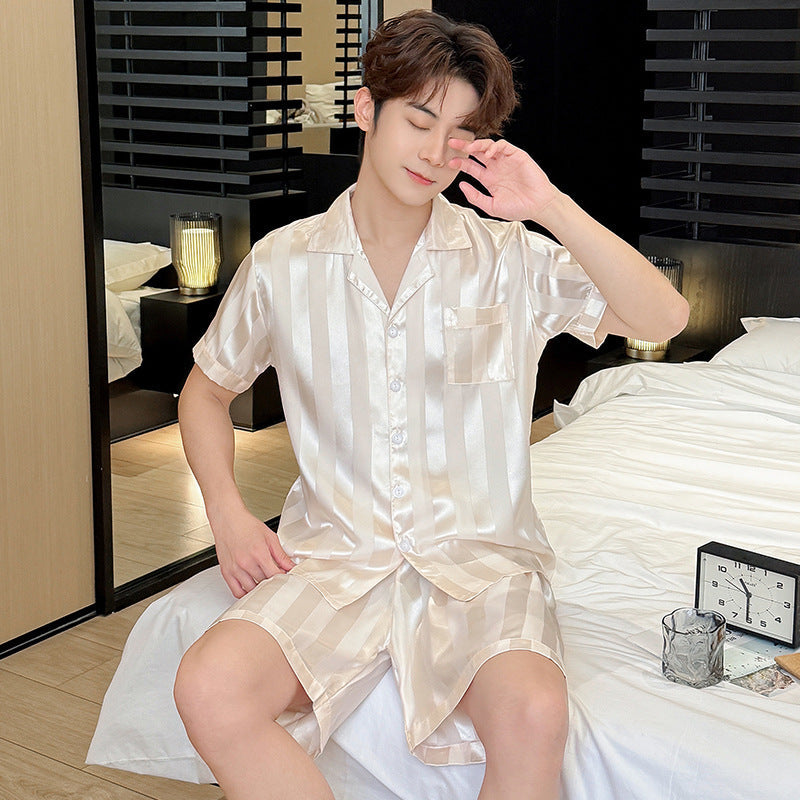 Mens And Boys Summer Black-striped Loungewear
