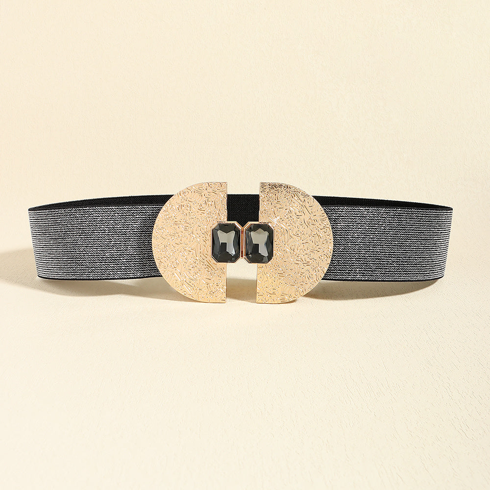 Women's Glittering Pearls Elastic Waist Belt