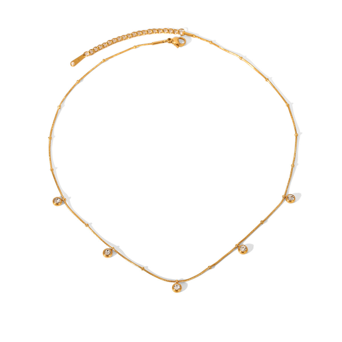 18K Gold stainless Steel Zircon Necklace For Women European And American Style