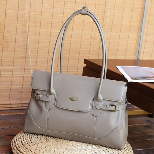 First-Layer Cowhide Large Capacity Tote Bag for Women
