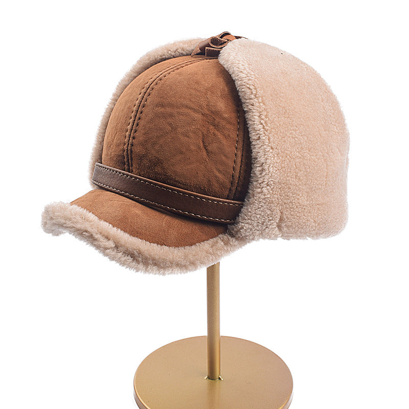 Mens And Womens Winter Sheepskin Wool Hat For Seniors And Middle-aged Adults