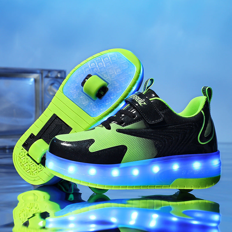 Children's Rechargeable Two-wheel LED Light-up Shoes