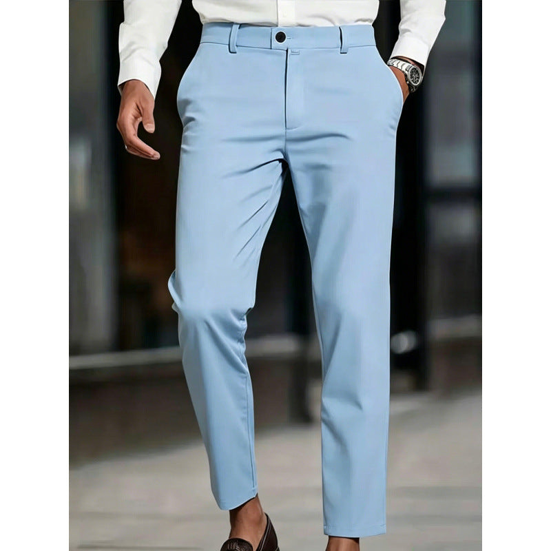 Summer Thin New Mens Solid-color Slim-fit European And American Casual Pants