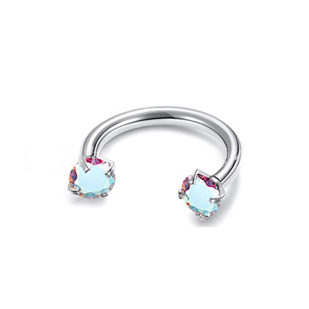 Piercing Jewelry Round Double-Zircon Nose Ring