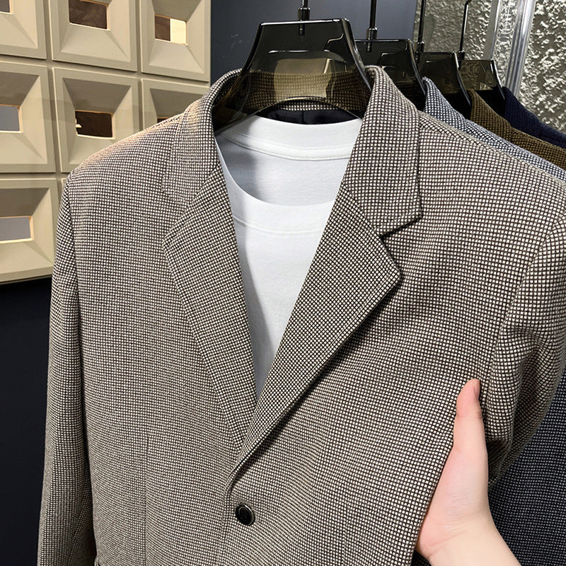 Lightly Mature-style Casual Mens Heavy Wool Suit For Spring And Autumn
