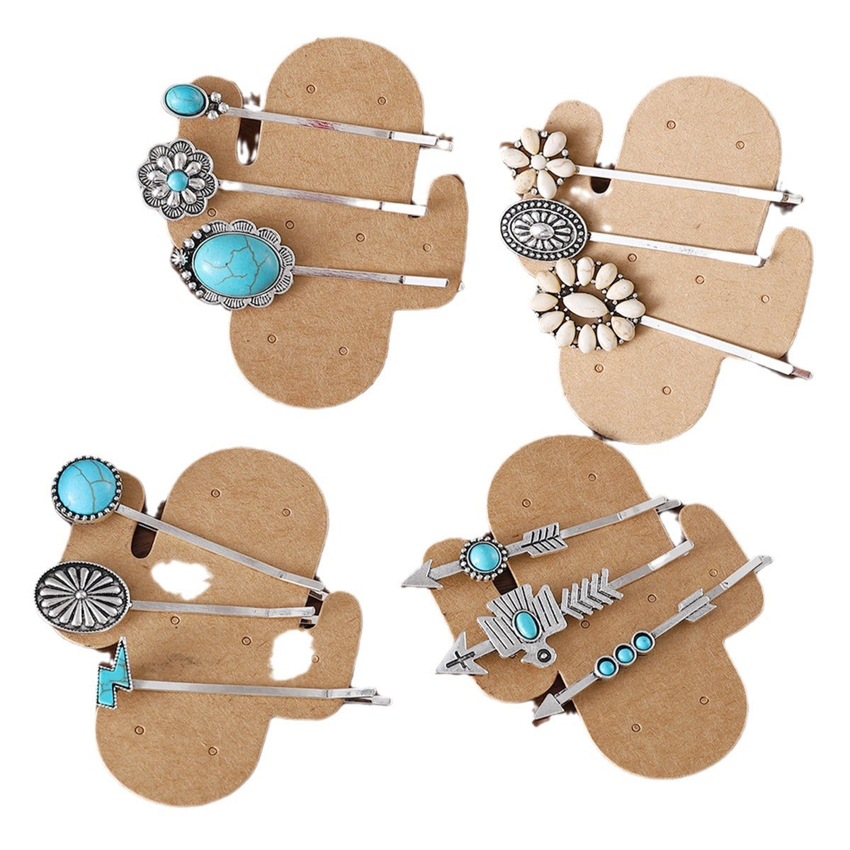 Bohemian Style Turquoise-encrusted Bobby Pin Hair Clip Set, A Popular