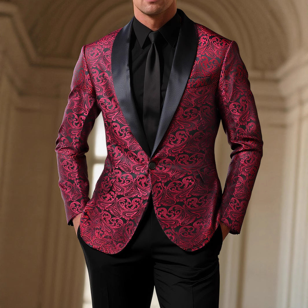 Mens Casual All Matching New Jacquard Blazer