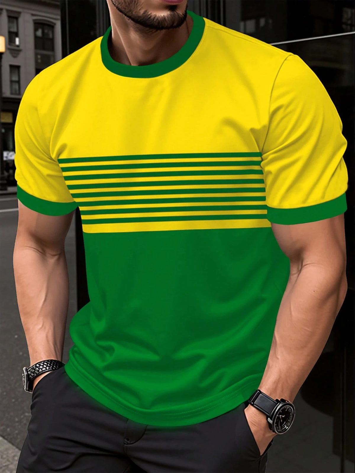 Fashionable And Minimalist Men's Crew-neck Casual Short-sleeve Shirt