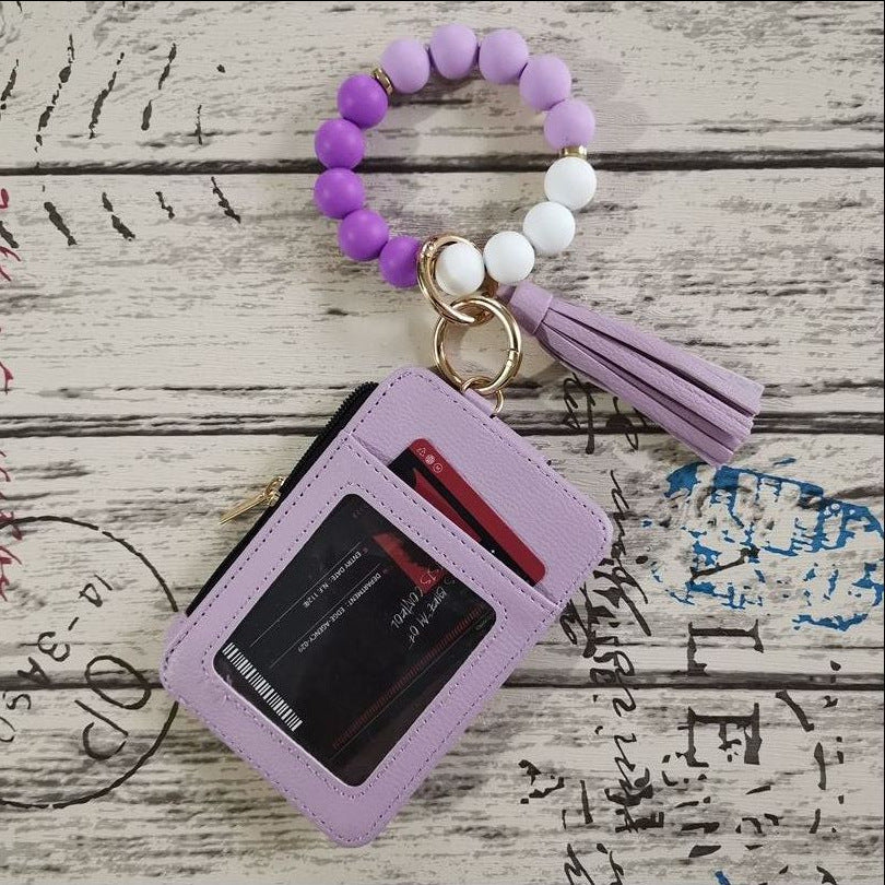 Silicone Bead Bracelet Leather Wallet