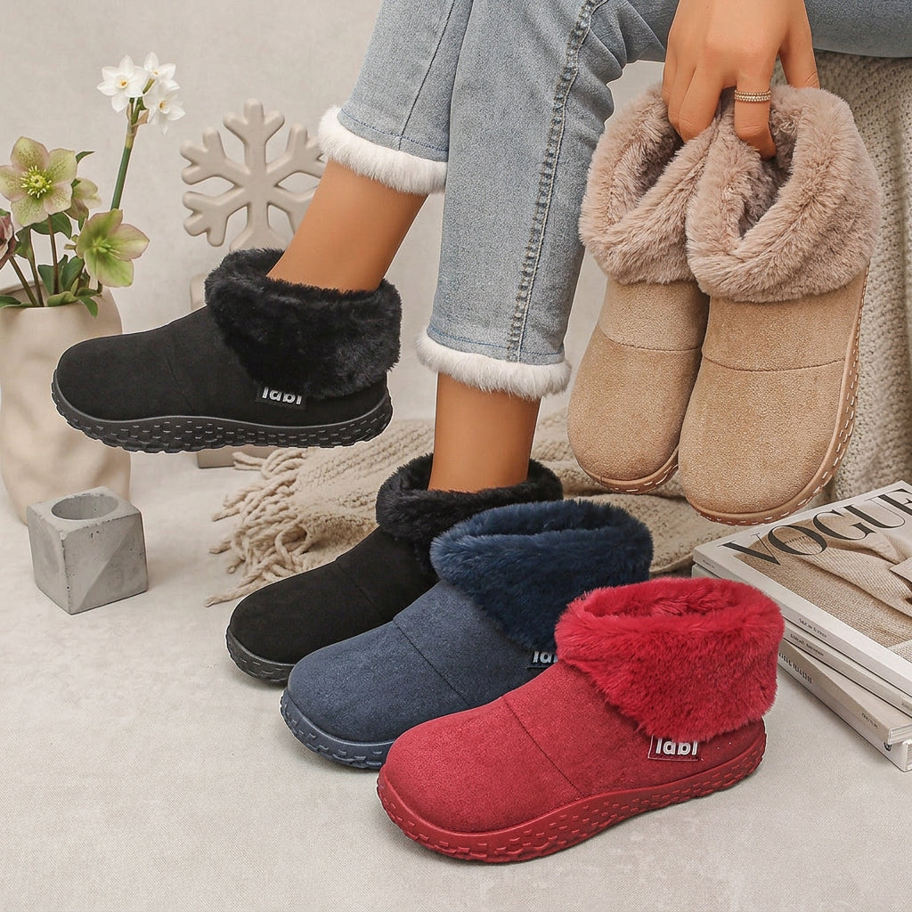 Women's Faux-Fur-Lined Slip-On Slipper Boots