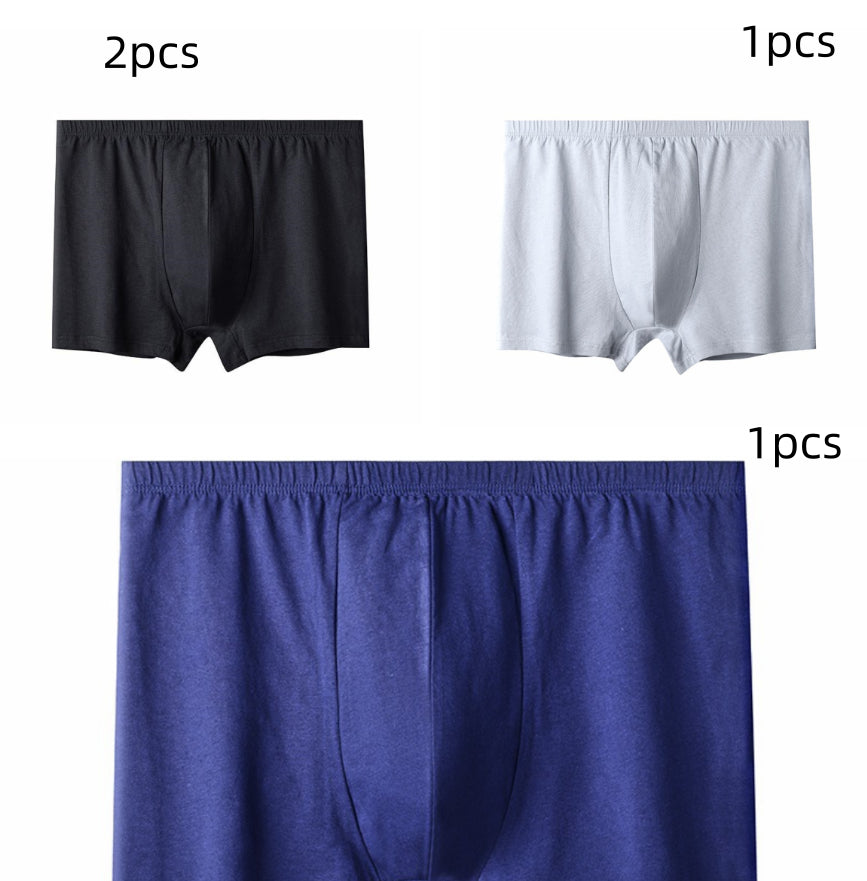 Men's High-waisted Pure Cotton Plus Size Loose Deep-crotch Cotton Breathable Boxer Shorts
