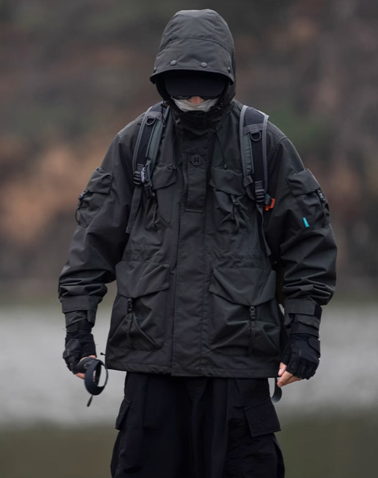 APEJ8 Schwarze taktische Outdoor-Jacke