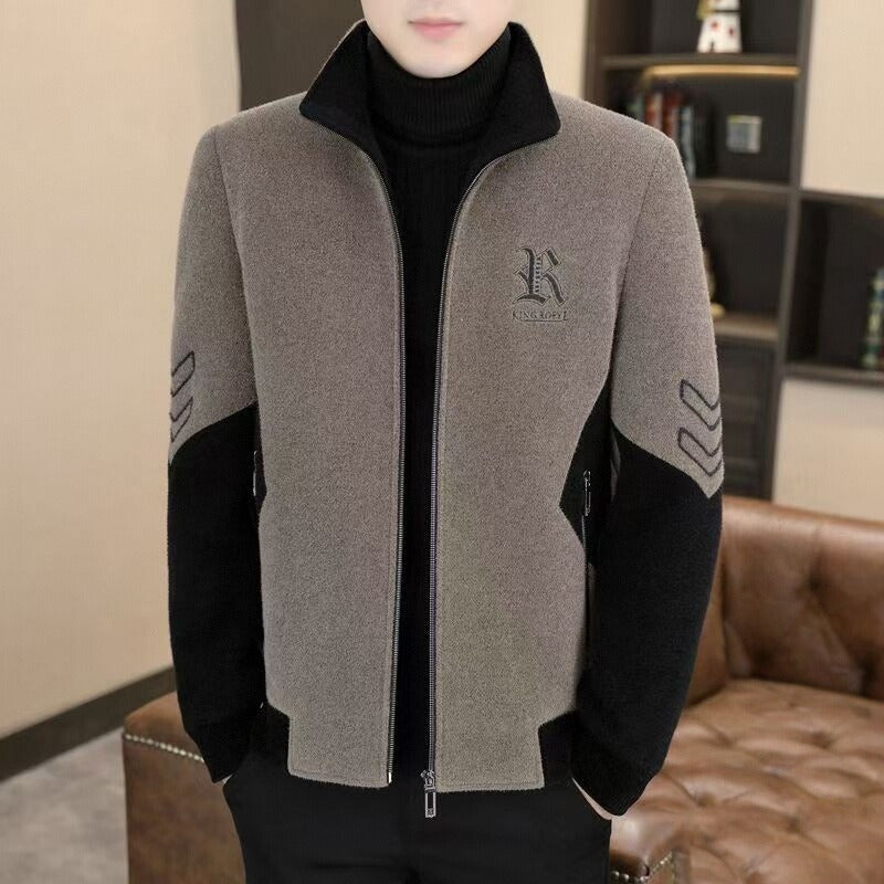 Mens Stand-Neck Jacket With Fleece Lining And Thickened Outerwear