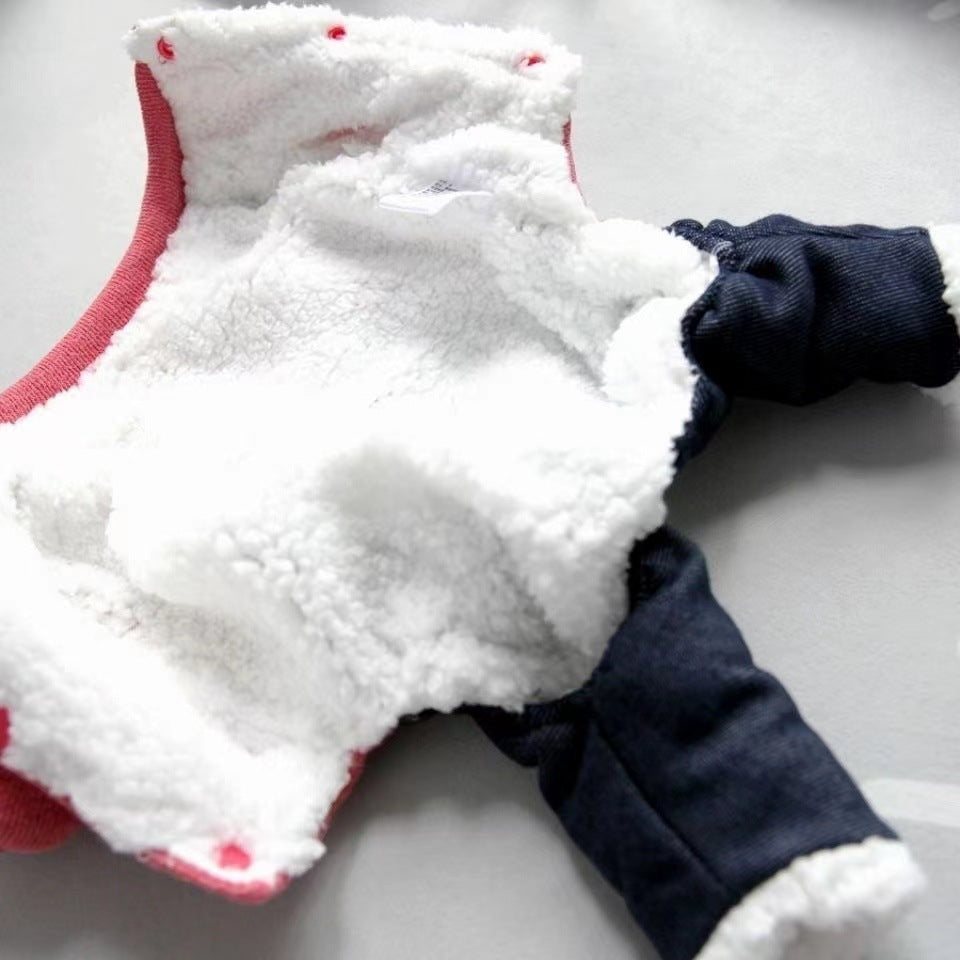 Pet Poodle Dog Clothes Cotton-padded Coat Four-leg Fleece-lined