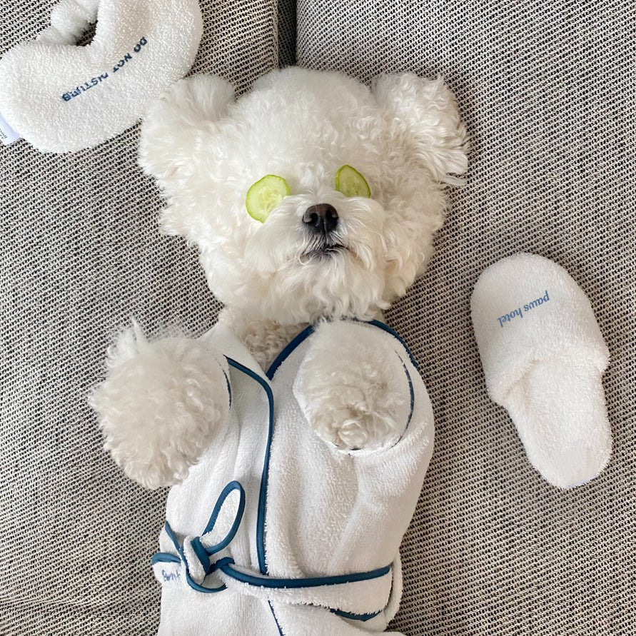 Pet Bath Towel Bathrobe Photo Prop Nightgown Pajamas Dog Pet Bichon Teddy