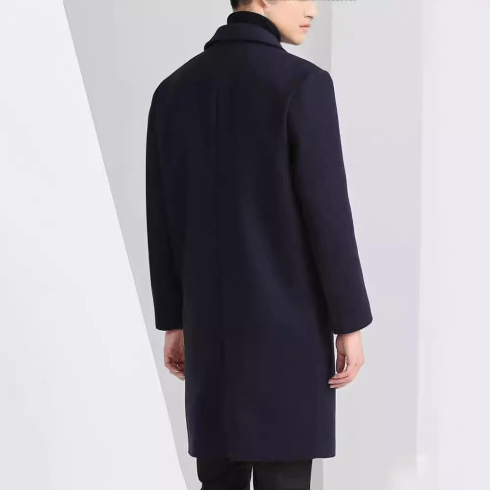 Slim-fit Youth Korean-style Mid-length Wool Coat For Men