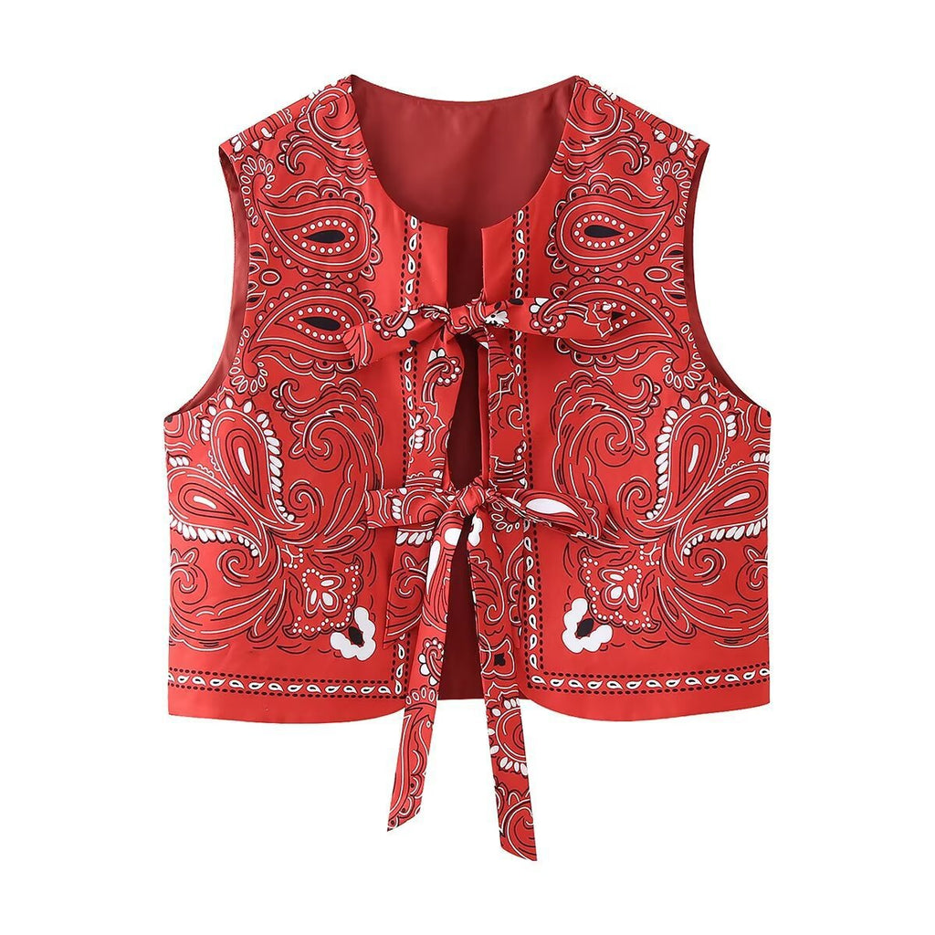 Women's New Casual Round-neck Tie-dye Printed Cotton Vest