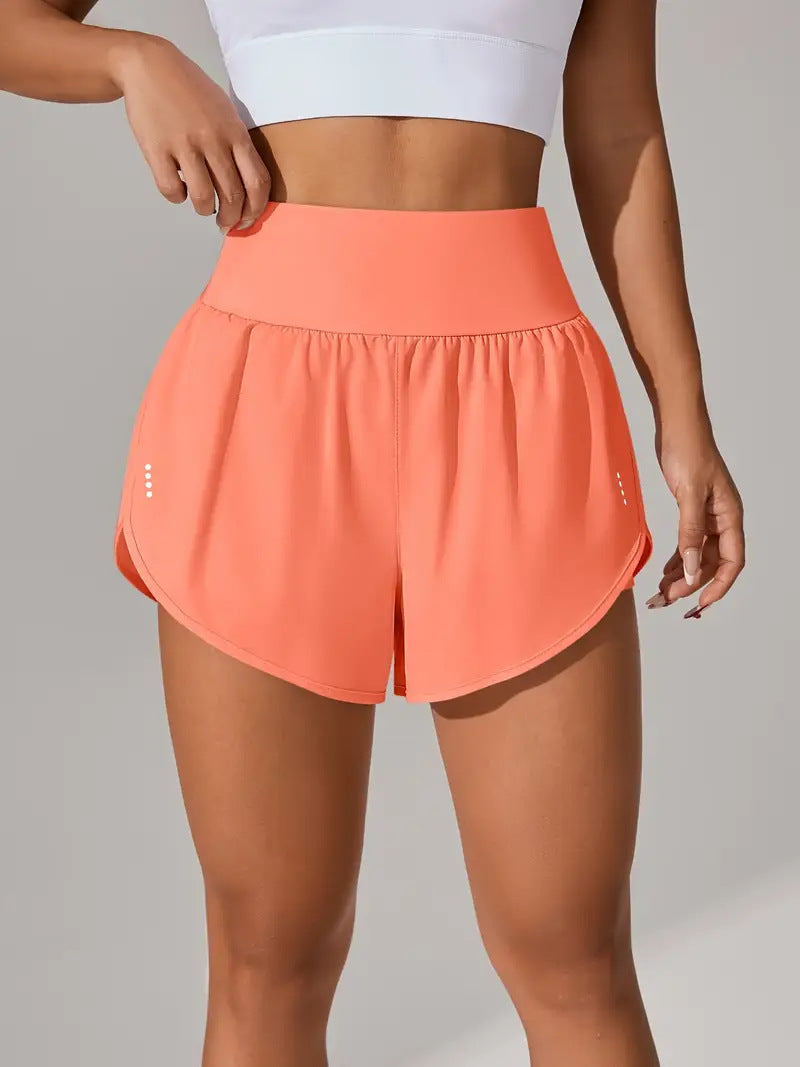 Loose-fitting High-waisted Ruffled Yoga Shorts