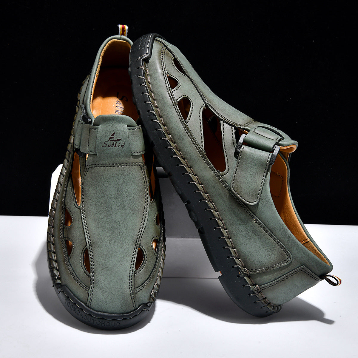 Breathable Hand-Sewn Mens Closed-Toe Sandals