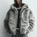 Hooded Faux Fur Jacket Coat