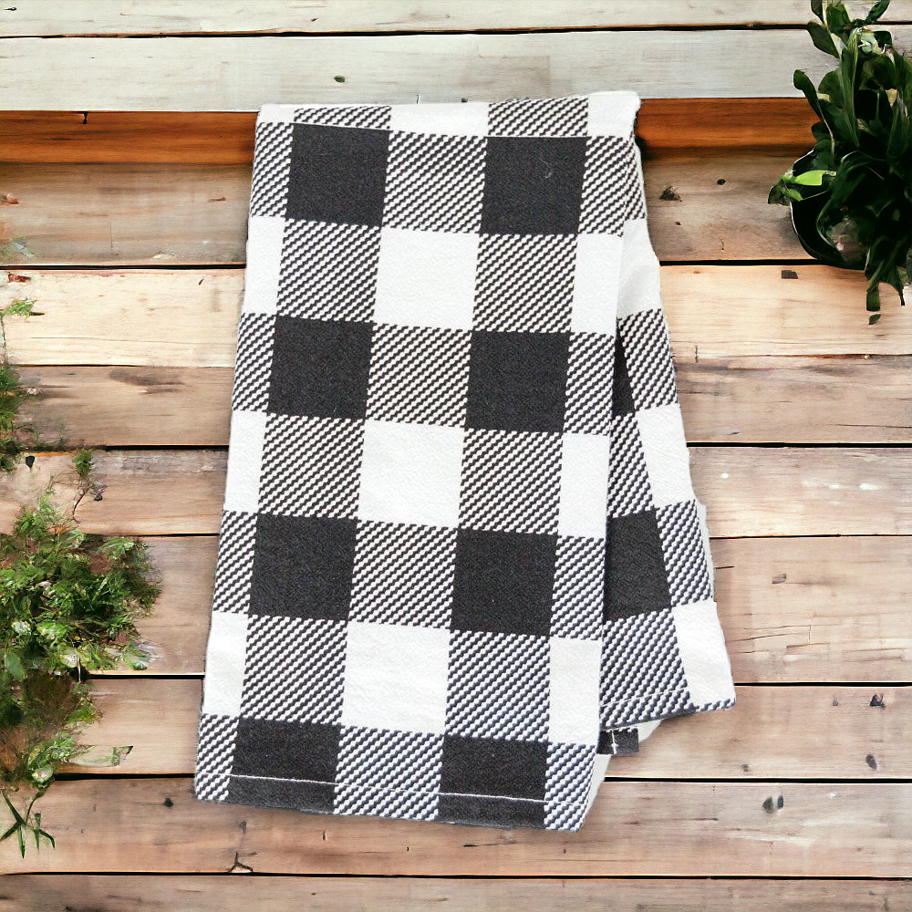Geschirrtuch Buffalo Check 17x24 Schwarz Weiß Baumwolle Landhaus