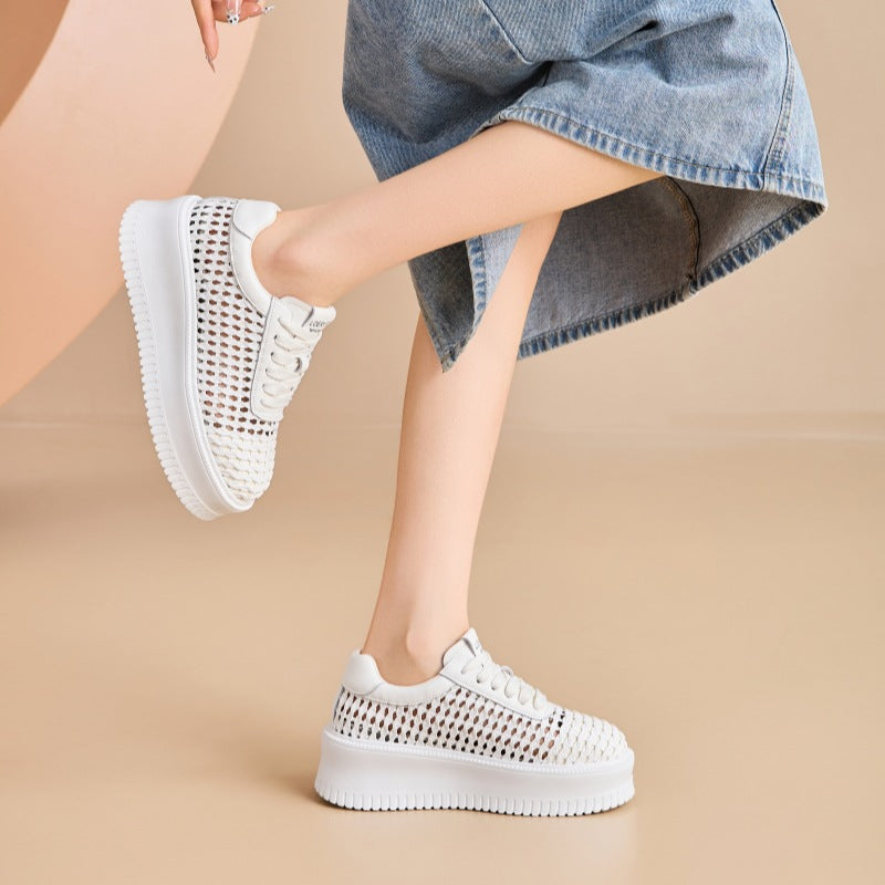 Womens Fashionable Casual Hollow-Weave Shoes With Thick Soles