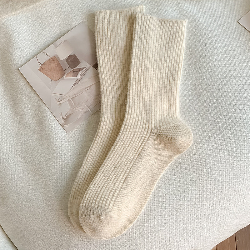 Autumn And Winter Solid Color Wool Socks
