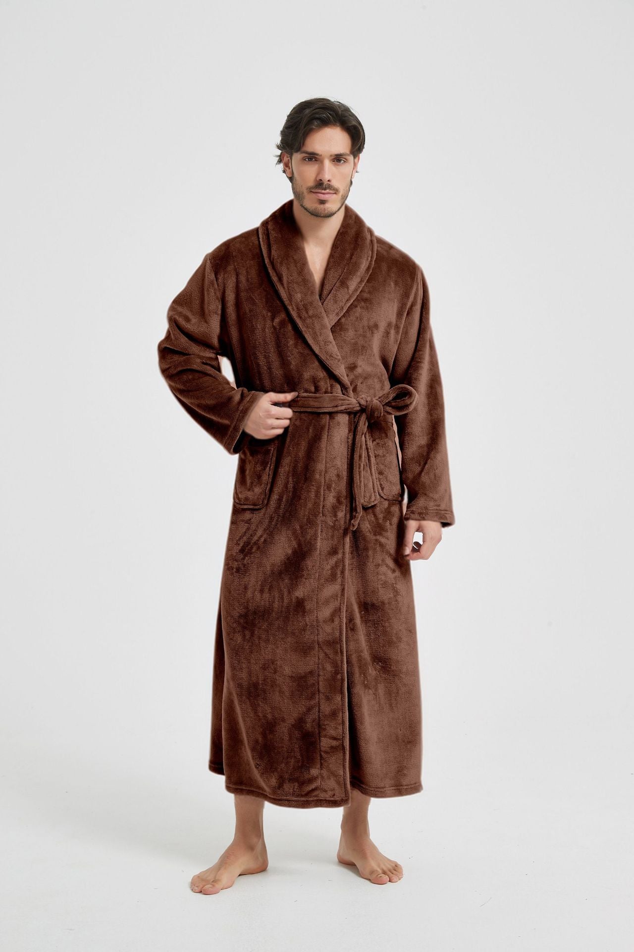 European And American-style Flannel Men's House Robe