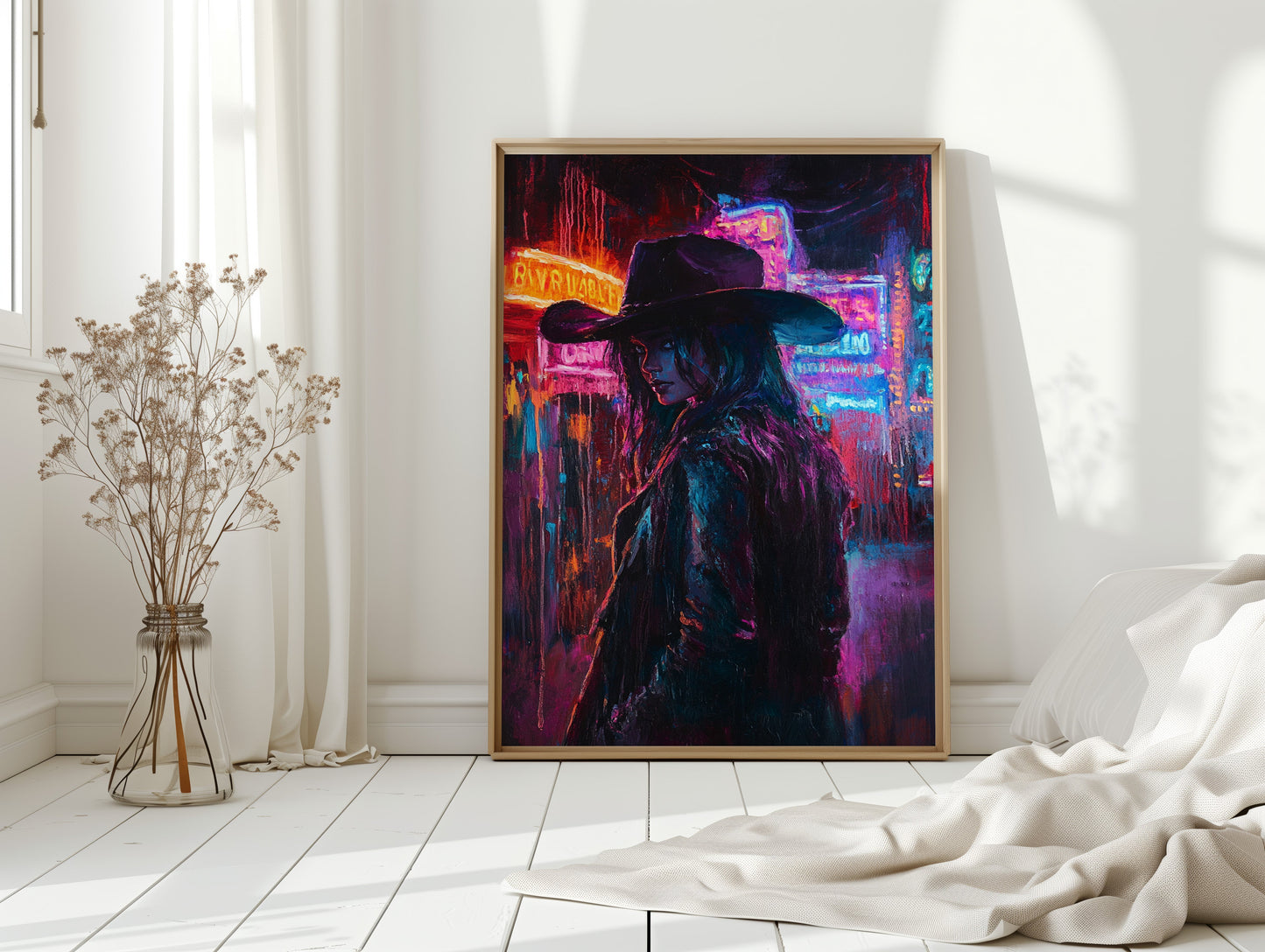 Cowgirl-Noir in Neonlichtern