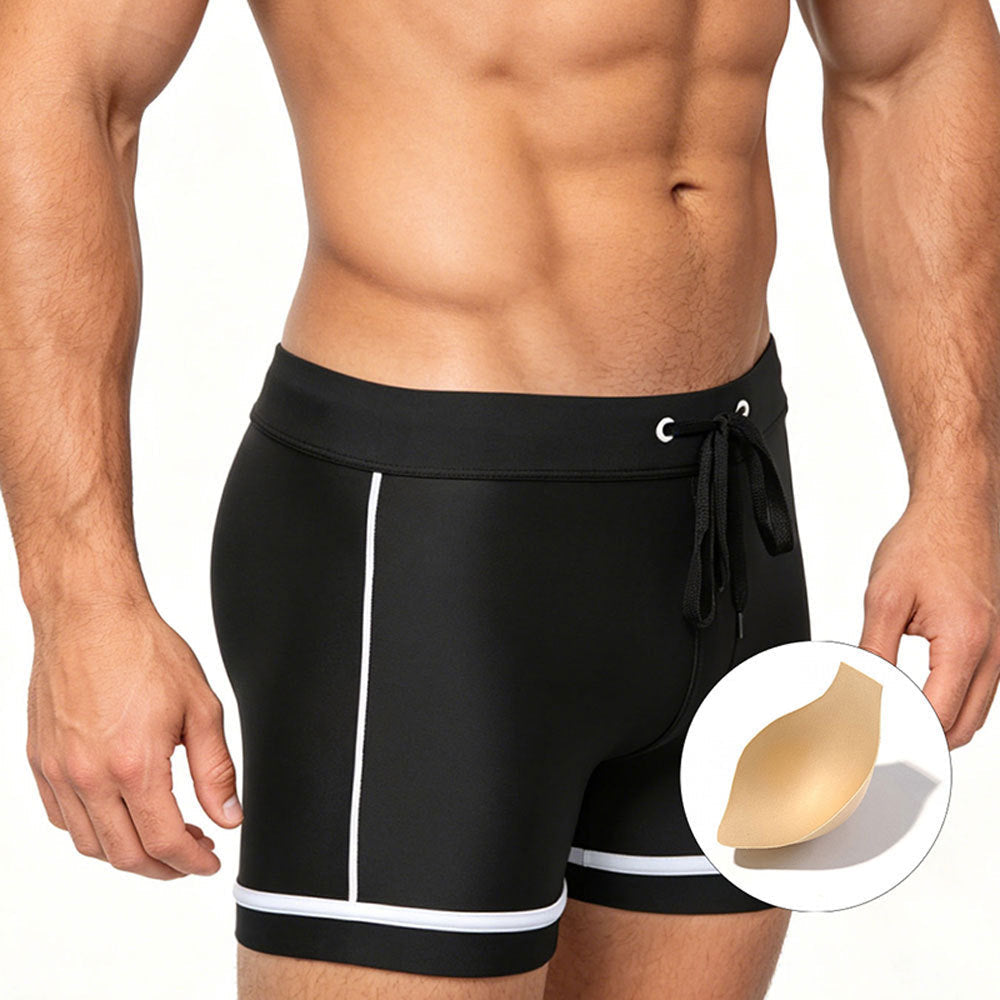 Mens Color-Block Minimalist Three-Dimensional Boxer Briefs With Cups