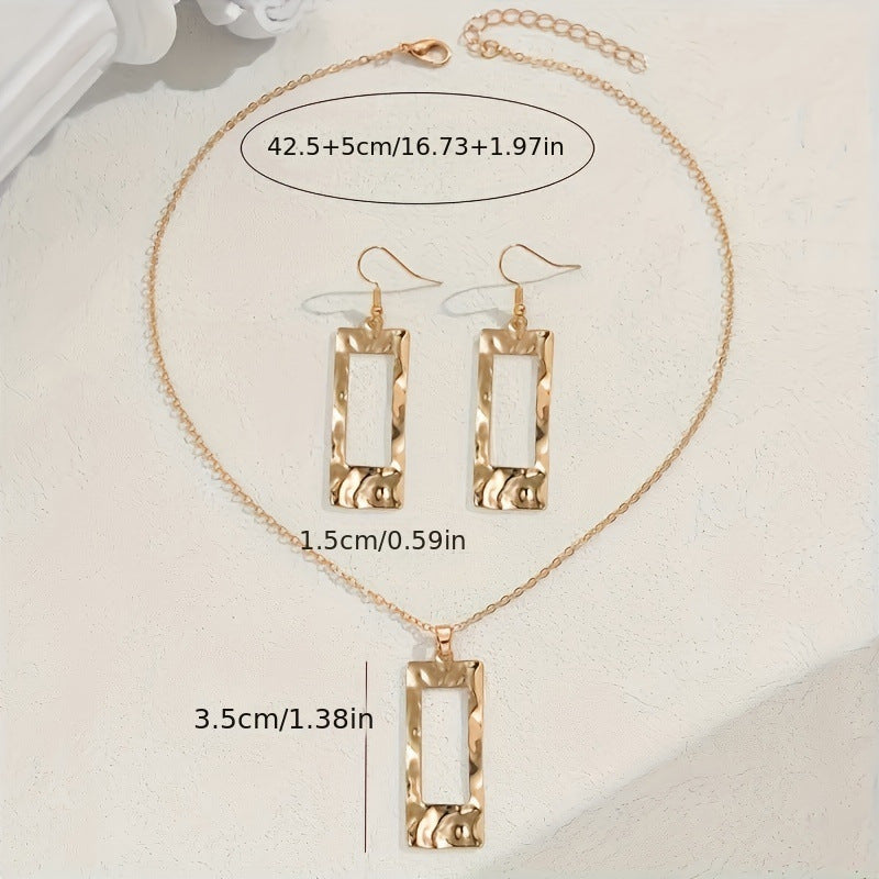 Elegant And Unique Brass Jewelry Set With Zircon Earrings And Necklace
