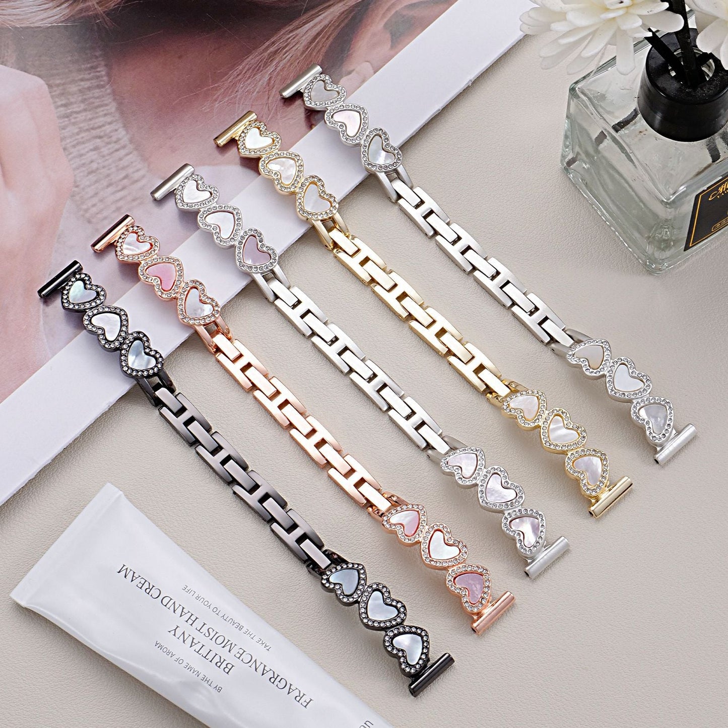 Loving-Heart Shell Metal Watch Strap