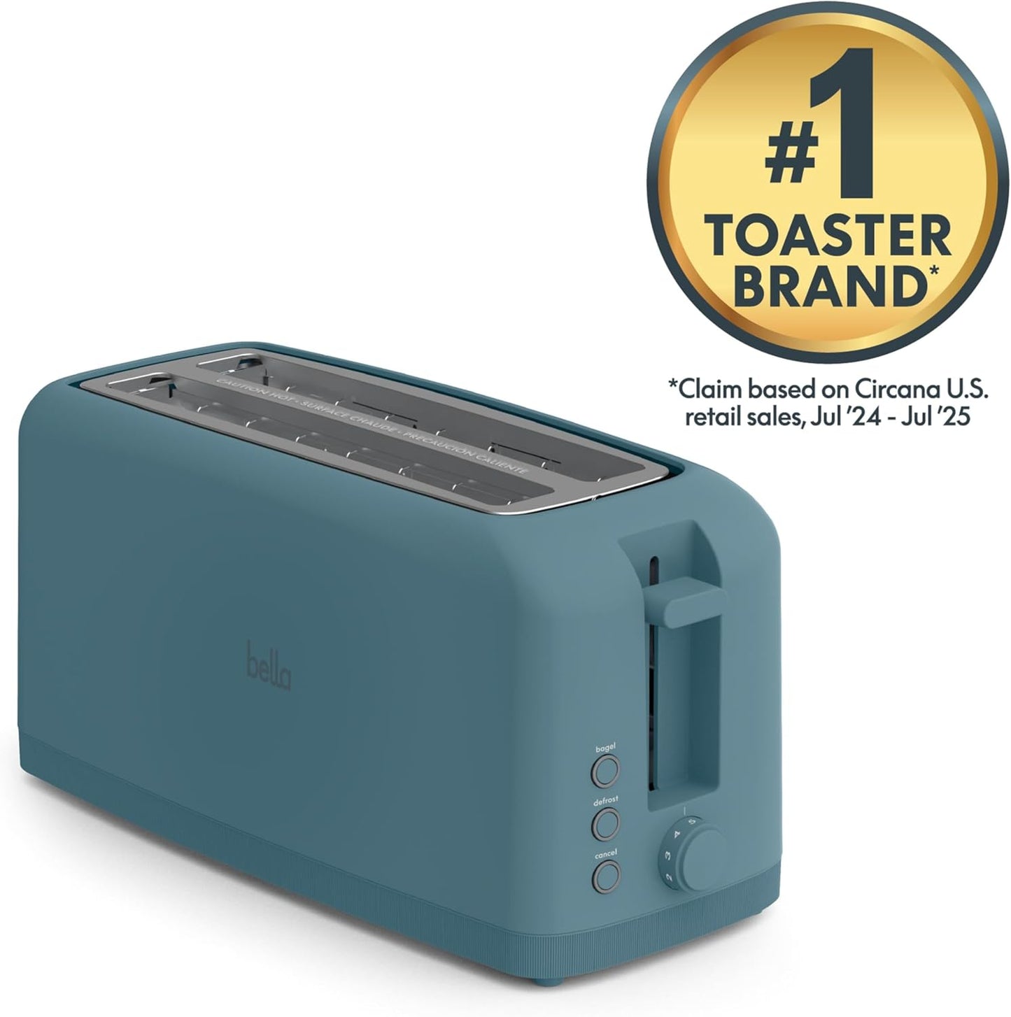 bella 2 Slice Slim Toaster, Fits-anywhere™ Kitchenware, 6 Setting Shade Control with Reheat & Cancel Buttons, Fits sourdough, 10” Long Slot, Anti Jam & Auto Shutoff, 900 Watt, Oatmilk