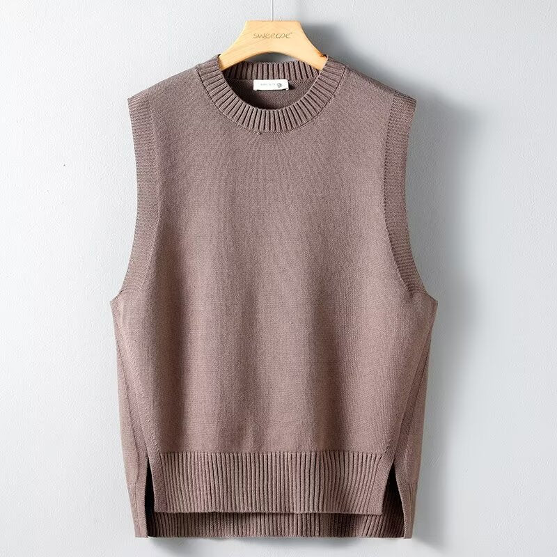 Mens Solid-Color Versatile Split Vest